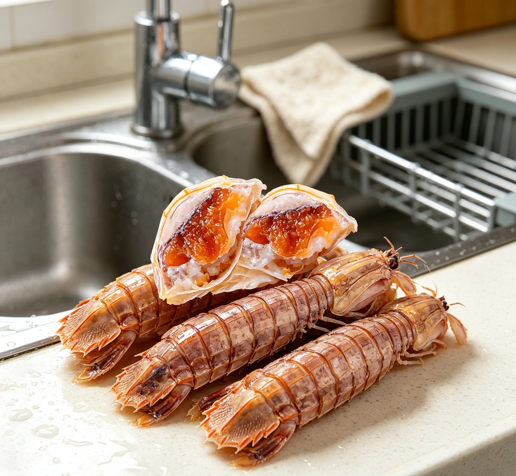 Prawn meat plated and ready to serve