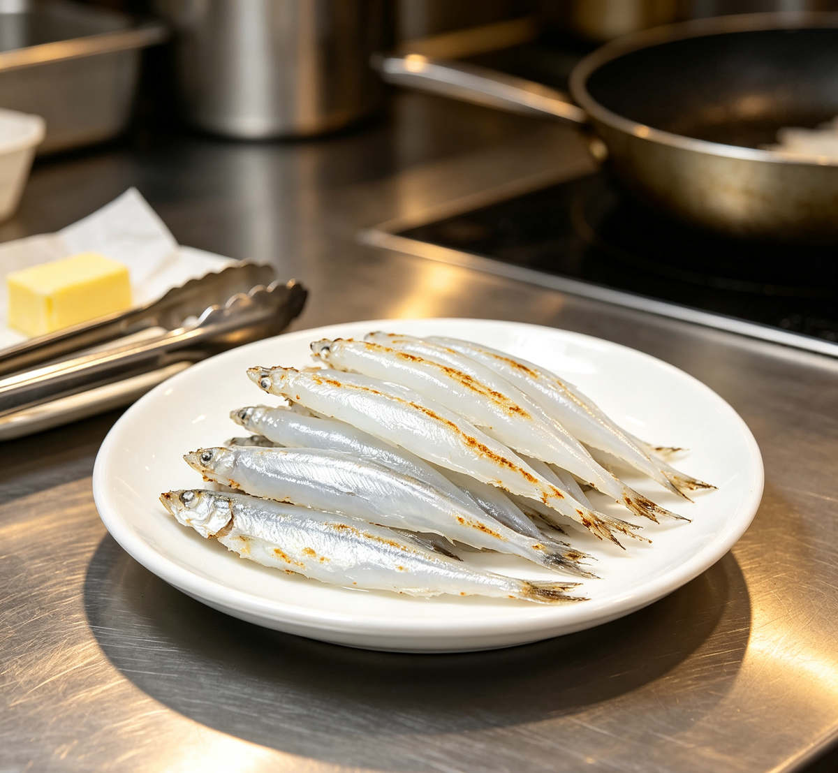 Close view of slender white silver fish